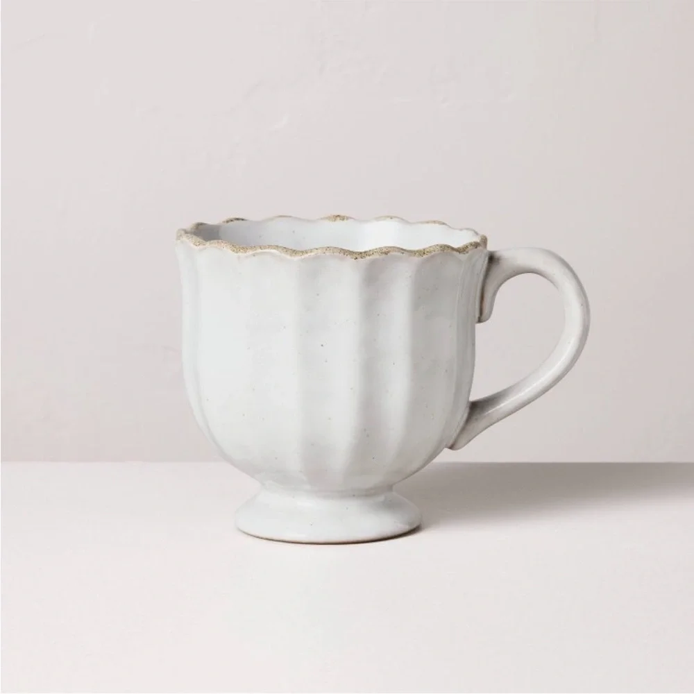 12oz Scalloped Edge Ceramic Mug with Foot - Hearth & Hand™ with Magnolia
